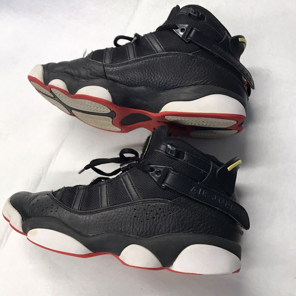 Air Jordan 6 Rings Men 8  Black Sneaker Shoes 322992-063 Red White Playoff